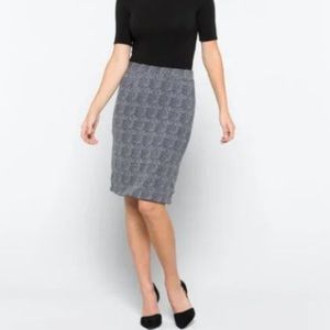 41 Hawthorn Soft Knit Navy Blue & White Pull-On Pencil Skirt Size XS Petite